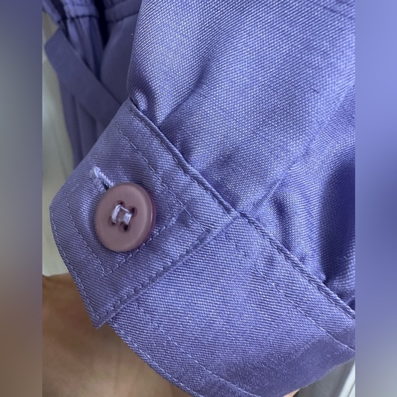 Leslie Fay 80s vintage midi purple button down dress long sleeves Size 8 - Picture 7 of 13